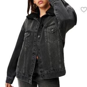 New Good American Black Good Oversized Trucker Jean Jacket Women's size XS/S